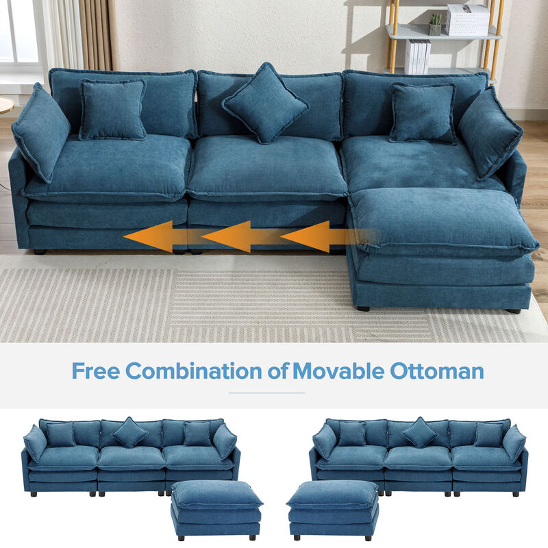 112.2" L-Shape Chenille Upholstered Sofa