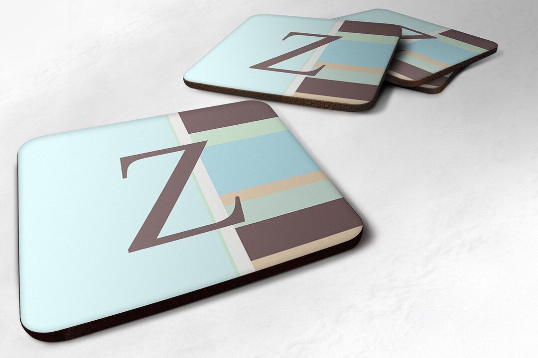 Caroline's Treasures CJ1003-ZFC Monogram-Blue Stripes Foam Coasters (Set of 4), Initial Letter Z, 3.5 H x 3.5 W, Multicolor