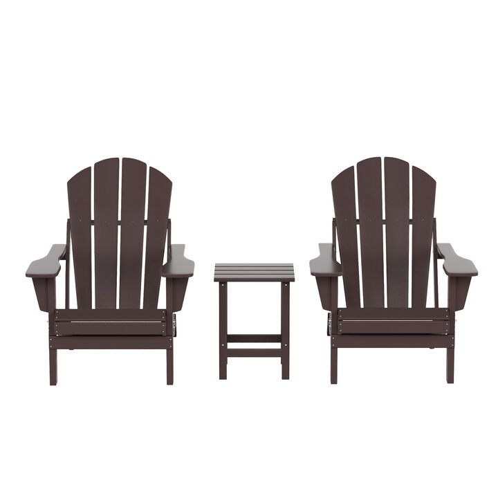 WestinTrends 3-Piece Outdoor Patio Adirondack Chairs with Side Table Set