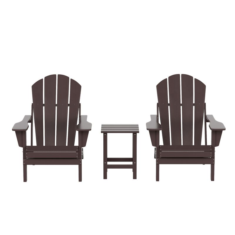WestinTrends 3-Piece Outdoor Patio Adirondack Chairs with Side Table Set