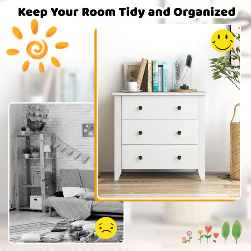 Hivvago 3 Drawer Dresser Chest of Drawers Bedside Table