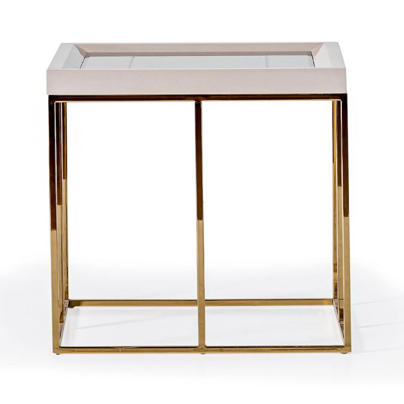 Michael Amini Carmela Side Table - Shimmer Ivory