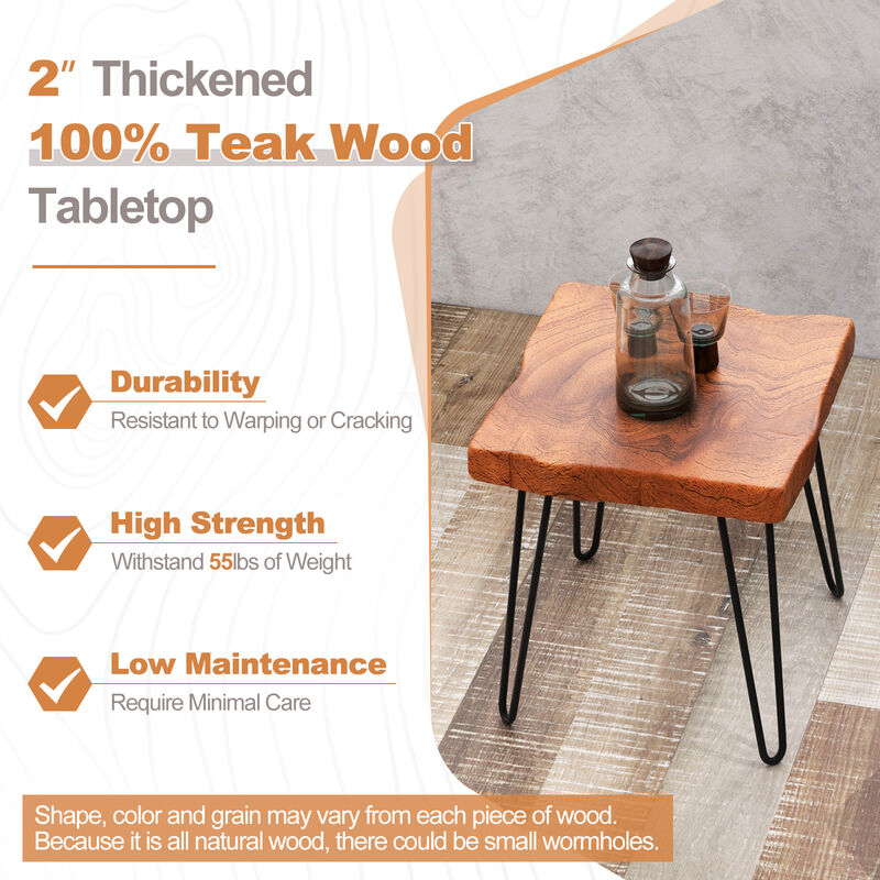 Square Reclaimed Recycled Teak Wood End Table