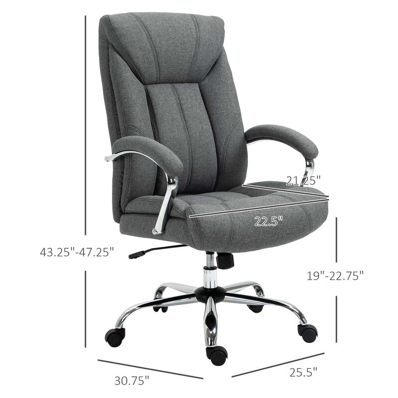 Grey Executive Seating: High Back Office Chair with Padded Armrests
