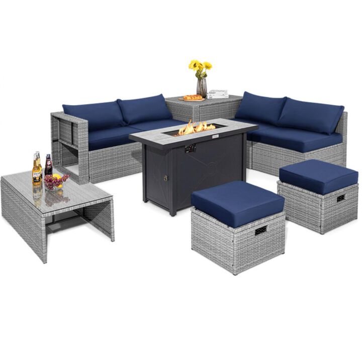 Hivvago 9 Pieces Patio Furniture Set with 42 Inches 60000 BTU Fire Pit
