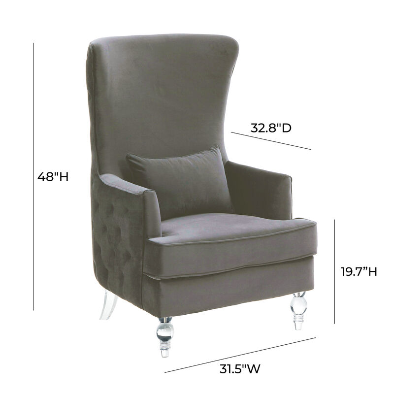 Aubree Cognac Velvet Chair with Acrylic Legs