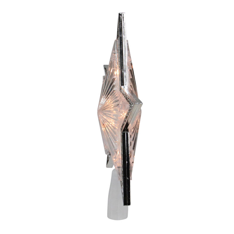 9" Pre-Lit Silver and Clear Crystal 5 Point Star Christmas Tree Topper - Clear Lights
