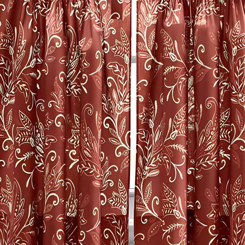 Ellis Curtain Lexington Leaf Pattern on Colored Ground Curtain Tiers