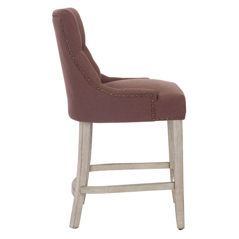 WestinTrends 24" Linen Fabric Tufted Upholstered Counter Stool