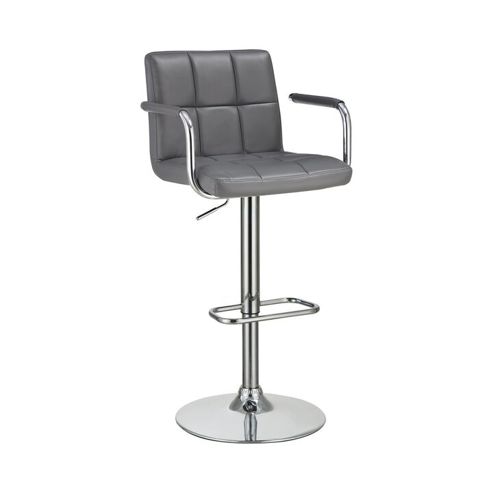Grid Adjustable Swiveling Bar Stool, Grey-Benzara