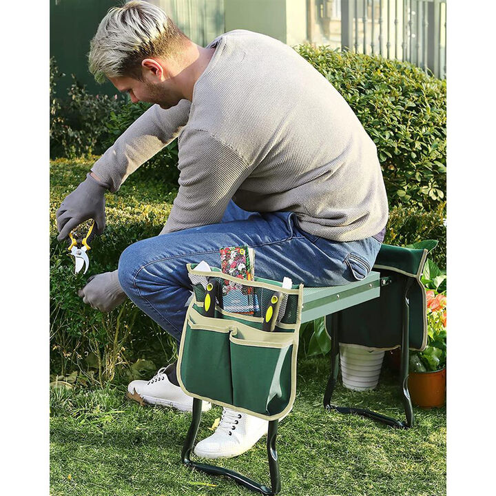 Folding Garden Kneeler – Bench Stool with Kneeling Pad for Comfortable Gardening