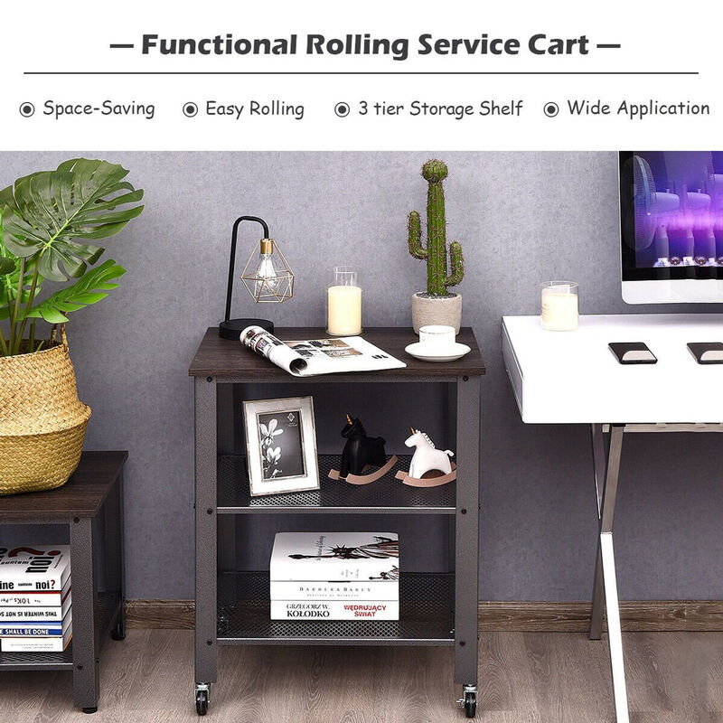 3-Tier Kitchen Utility  Industrial Cart with Storage