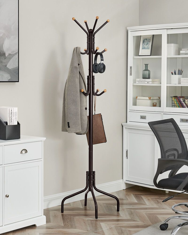 Freestanding Coat Rack with 12 Hooks and 4 Legs