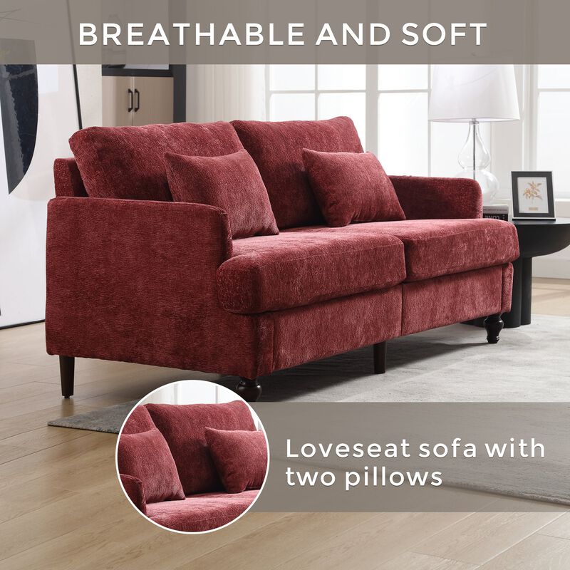 Mondawe Mid Century Chenille Fabric Loveseat Sofa, 2-Seat Upholstered Modern Couch