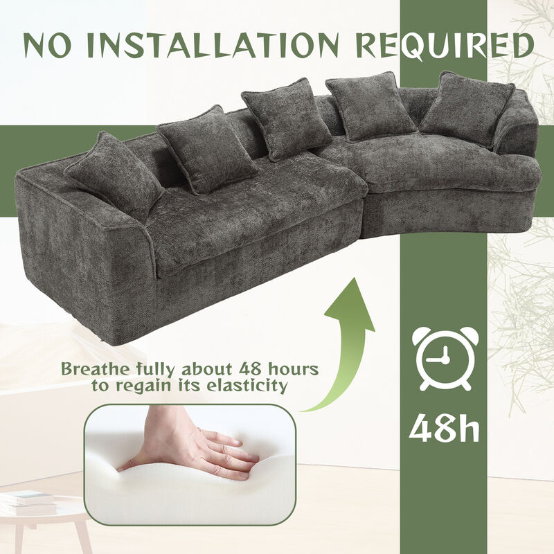 Merax 3-Seater Boucle Sofa with 5 Pillows