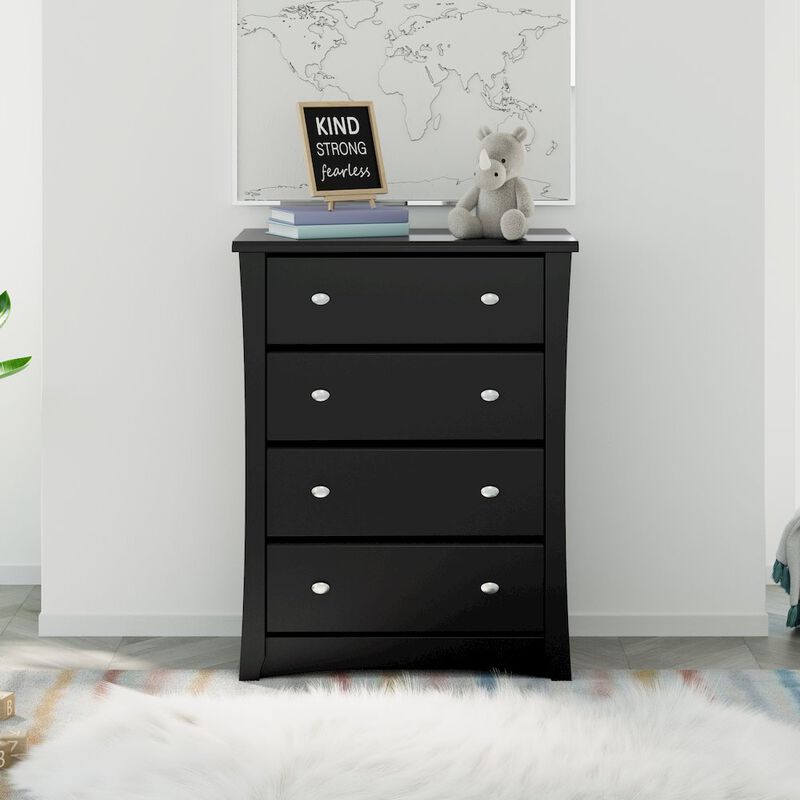 Storkcraft Crescent 4 Drawer Chest (Black) – GREENGUARD Gold Certified