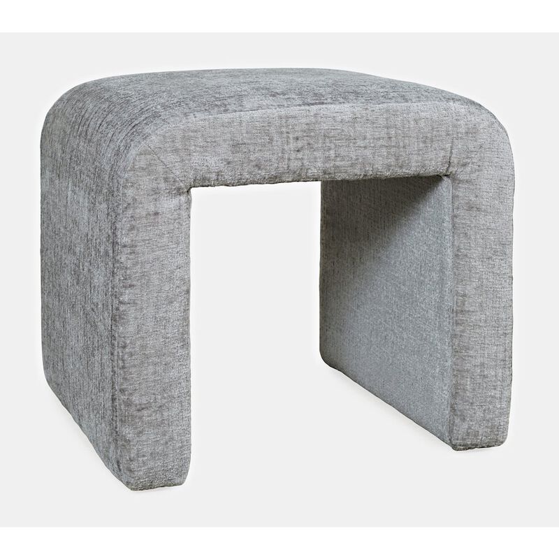 Jofran Luxury Curved Upholstered Waterfall Jacquard Petite Ottoman Bench - Set of 2