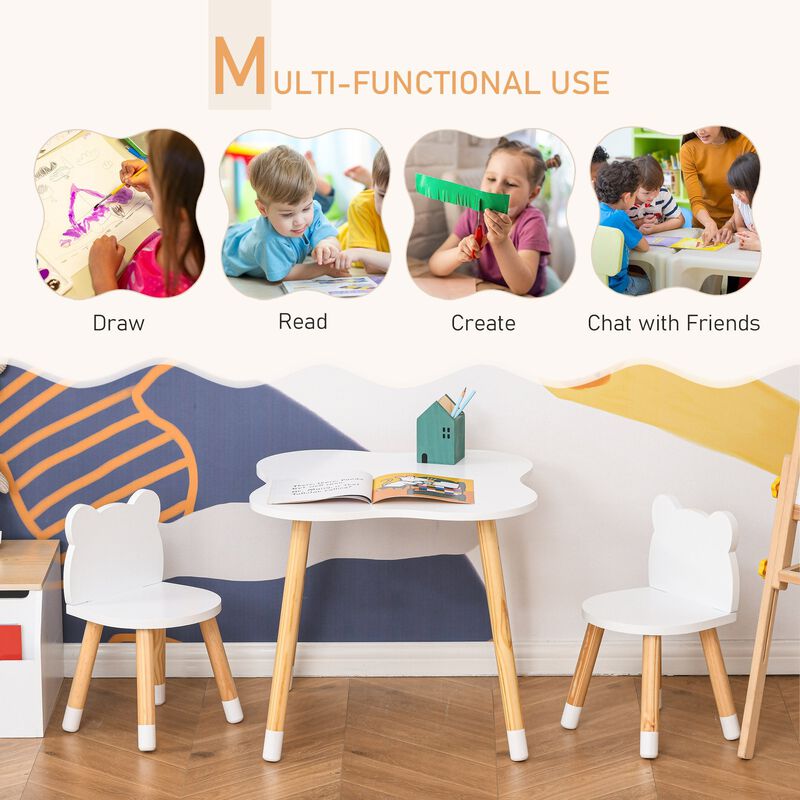 Grey Kids' Activity Center: Wooden Table & Chair Set for Ages 3+