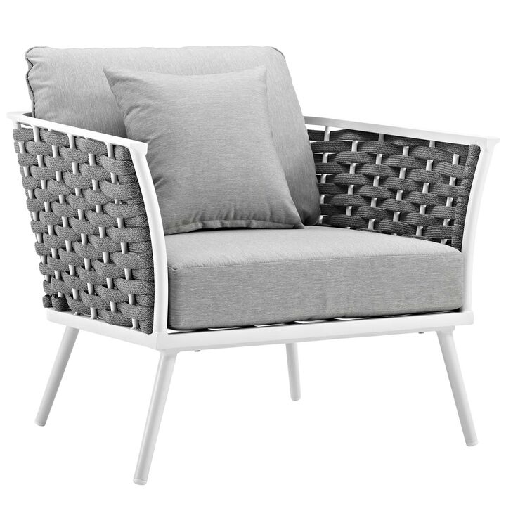 Stance 3 Piece Outdoor Patio Aluminum Sectional Sofa Set - White Gray