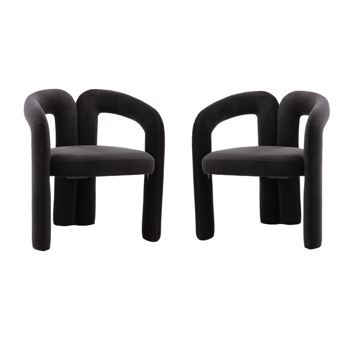 Modern Fabric Upholstered Dining Chairs (Set of 2)