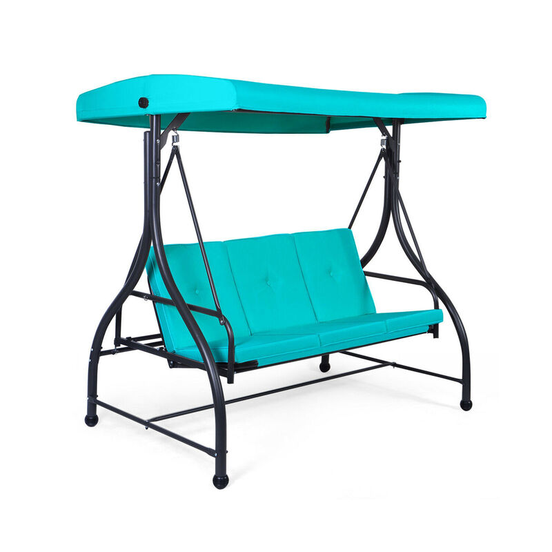 3 Seats Outdoor Swing Hammock with Adjustable Tilt Canopy