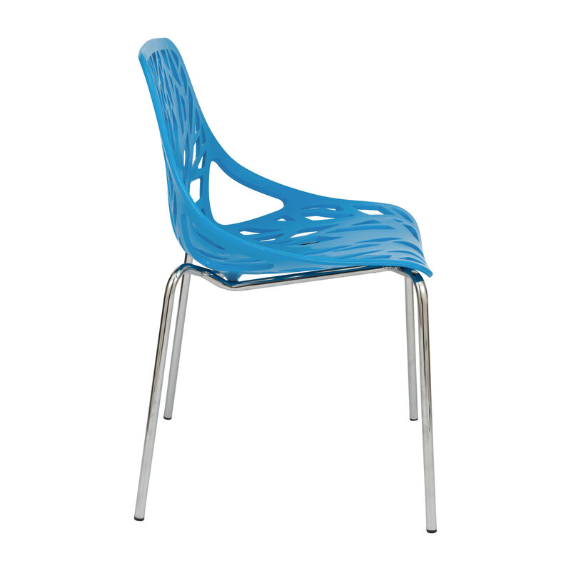LeisureMod Asbury Dining Stackable Chair in Polypropylene Seat and Chrome Legs Set of 2