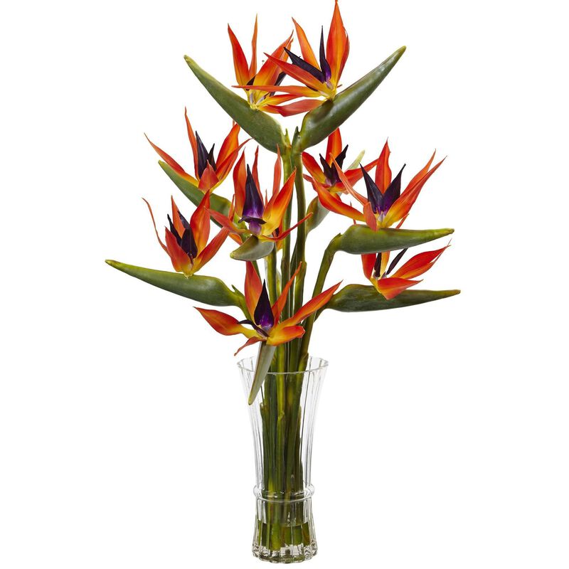 Nearly Natural 32-in Large Birds of Paradise in Vase