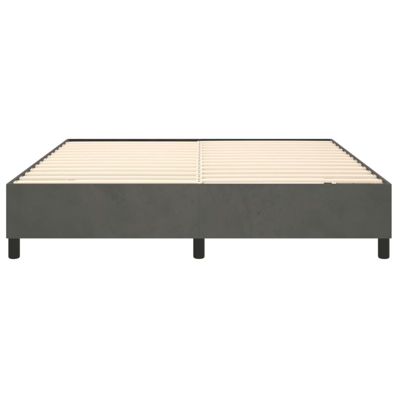 vidaXL King Sized Velvet Box Spring Bed Frame - Modern Style, Dark Gray, Simple Assembly Required, 81.1"x76"x13.8"
