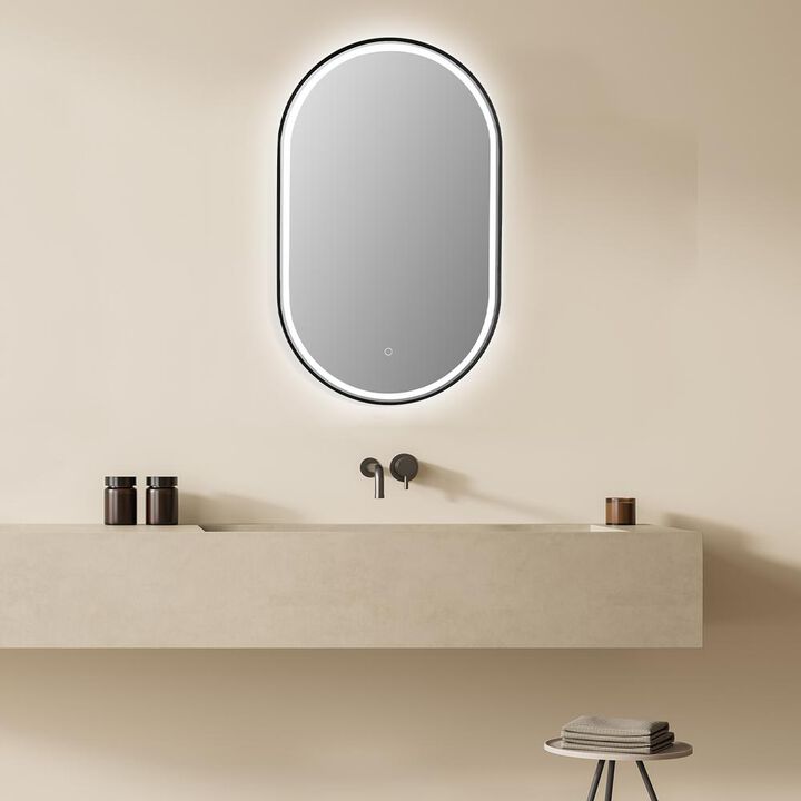 Altair Framed in Matt Black Modern Bathroom/Vanity LED Lighted Wall Mirror