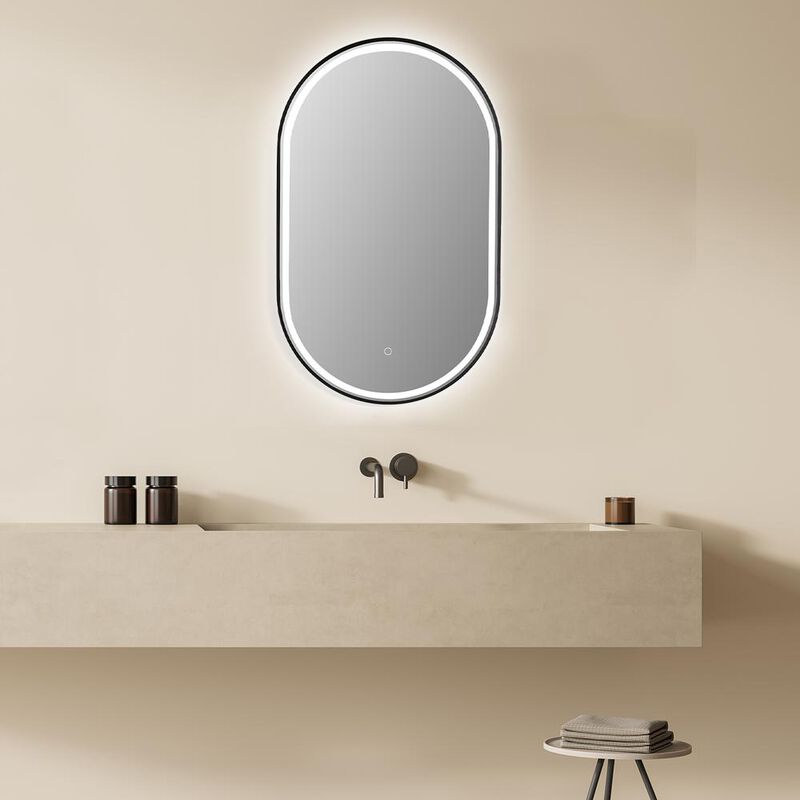 Altair Framed in Matt Black Modern Bathroom/Vanity LED Lighted Wall Mirror