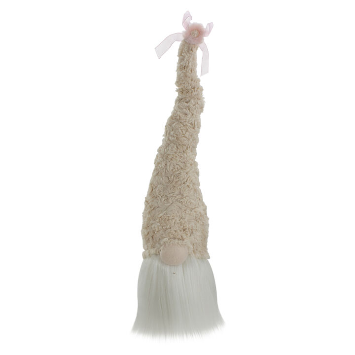 21.5" Pink and White Spring and Easter Gnome Head Table Top Decor