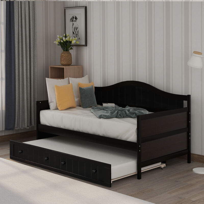 Merax Wooden Daybed with Trundle Bed