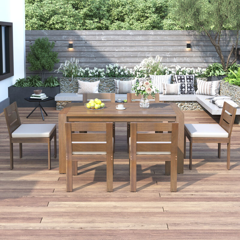 Merax 7 Pieces Outdoor Acacia Wood Dining Set