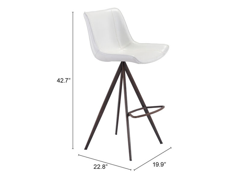Aki Barstool (Set of 2) White & Walnut