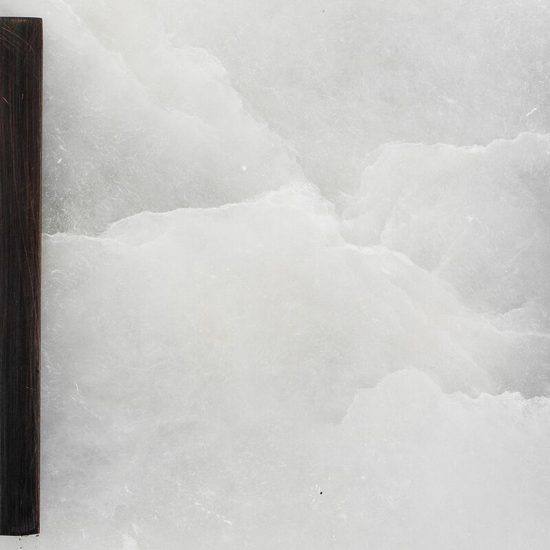 Ela 13 Inch Wall Sconce, Oblong Alabaster Shade, Sturdy Black Steel Plate-Benzara
