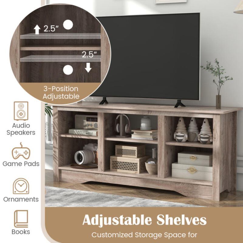 Hivvago TV Stand for up to 65" Flat Screen TVs with Adjustable Shelves for 18" Electric Fireplace (Not Included)