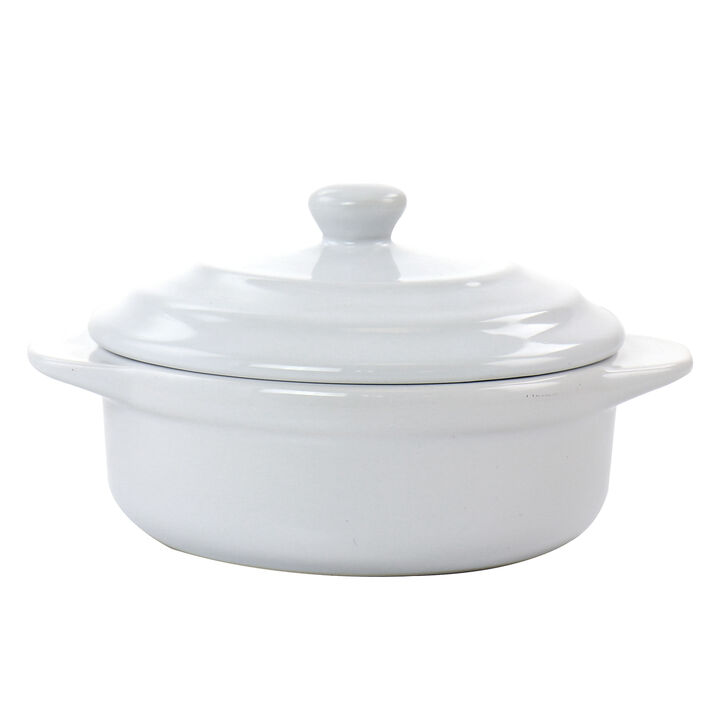Martha Stewart Stoneware Casserole with Lid in White