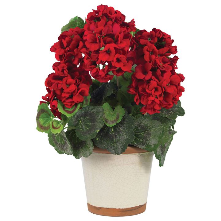 Nearly Natural 17-in Geranium w/Vase