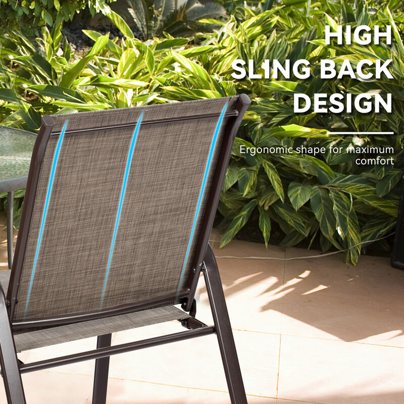 2 Pcs Patio Chairs Outdoor Dining Chair with Armrest