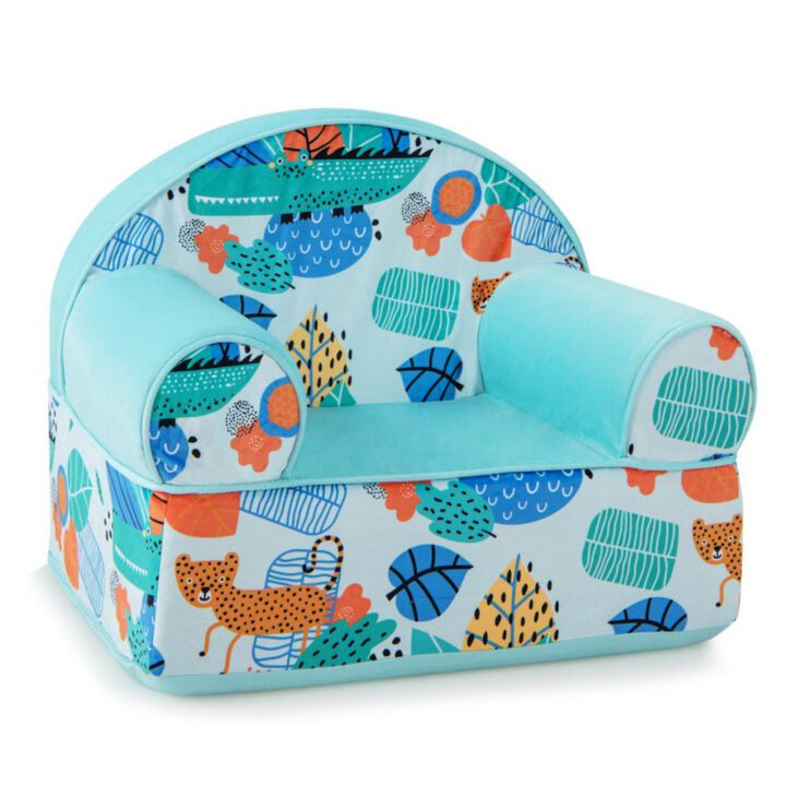 Hivvago Kids Armchair with Plush Velvet Cover and Soft Sponge Filling-Blue