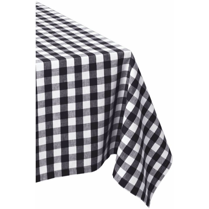 60" x 84" Black and White Checkered Rectangular Tablecloth
