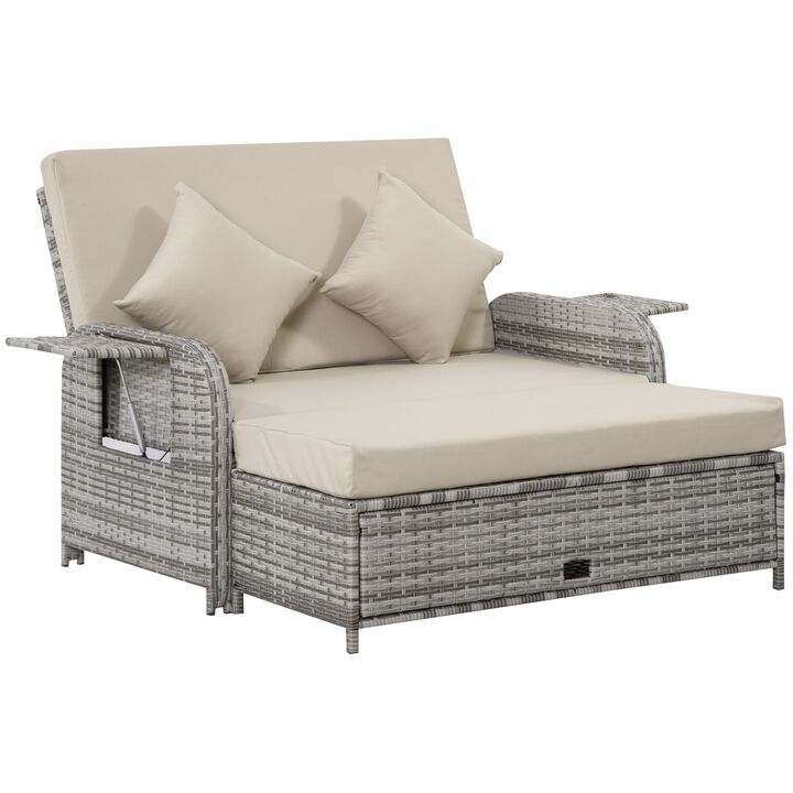 Woven Outdoor Lounge: 2-Seater Rattan Sofa with Storage