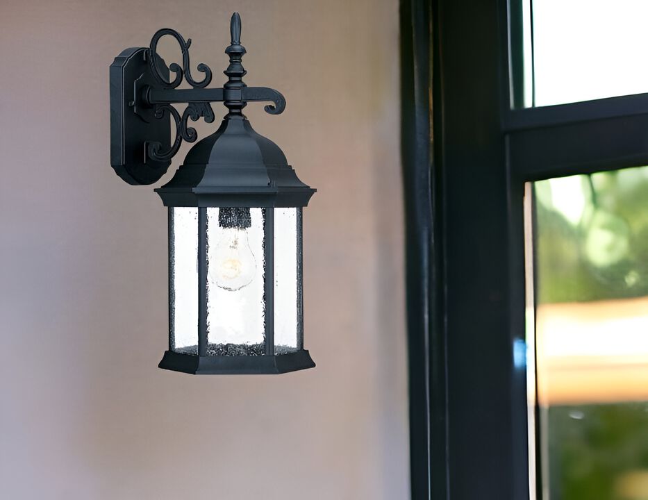 Hivvago Matte Black Frosted Glass Swing Arm Wall Light
