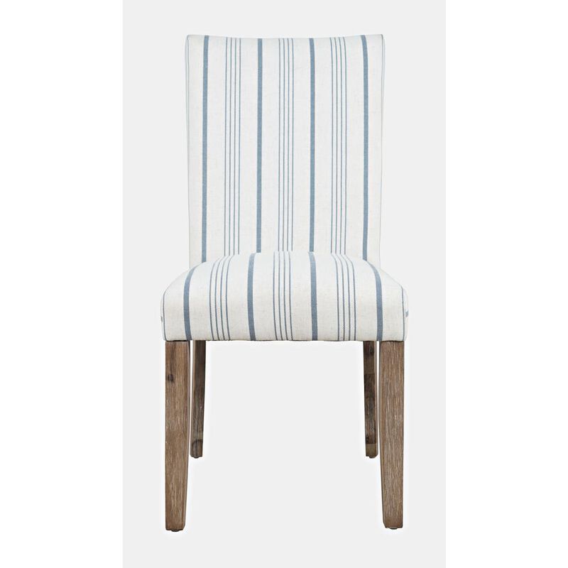 Jofran Coastal Wire-Brushed Acacia Upholstered Parsons Dining Chair (Set of 2)
