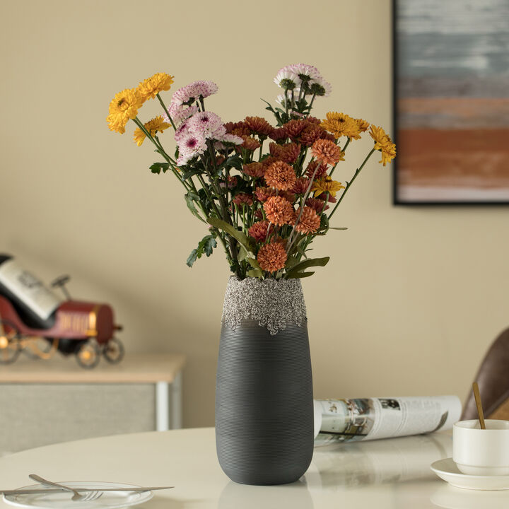 Modern Farmhouse Home Décor Accents; Living Room Décor, Boho Vases for Table Decor, Housewarming Gift, Black Ceramic Centerpiece Table Vase for Home Decor, Large