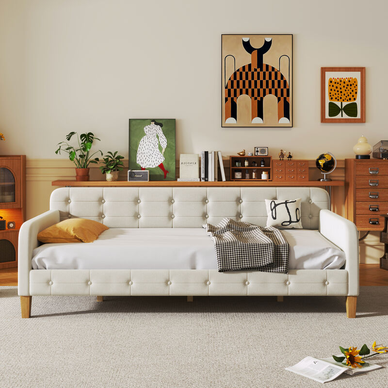 Merax Modern Upholstered Daybed with 4 Support Legs