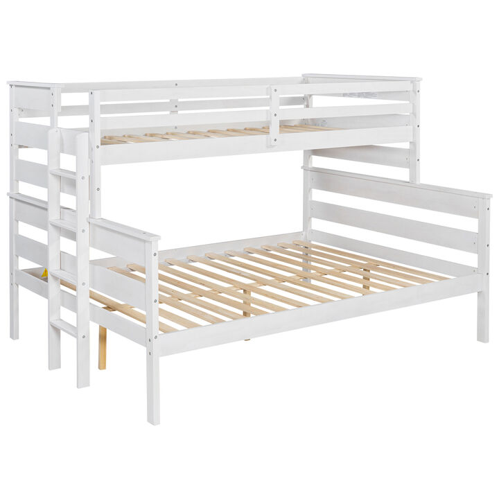 Wood Twin XL over Queen Bunk Bed with Ladder