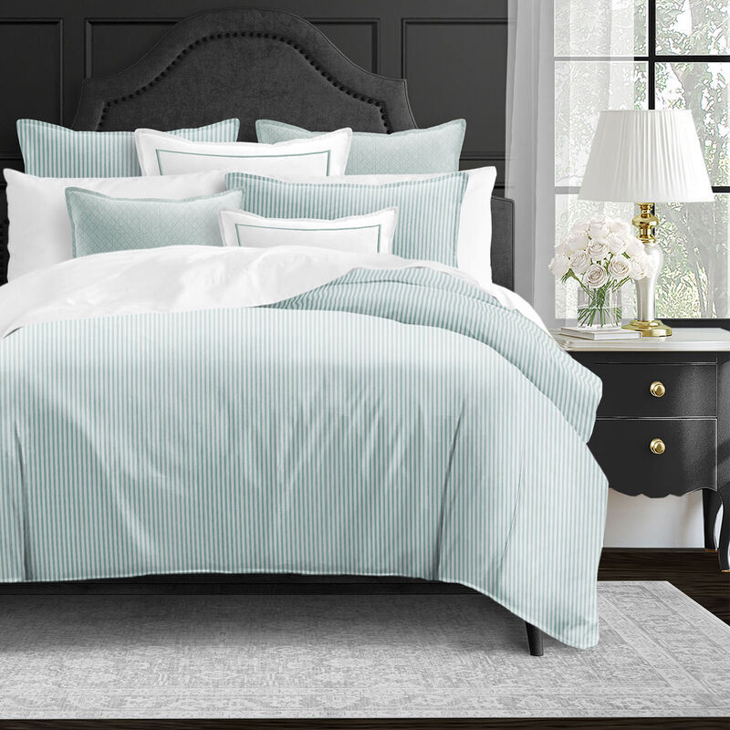6ix Tailors Fine Linens Crown Stripe Glacier Coverlet Set