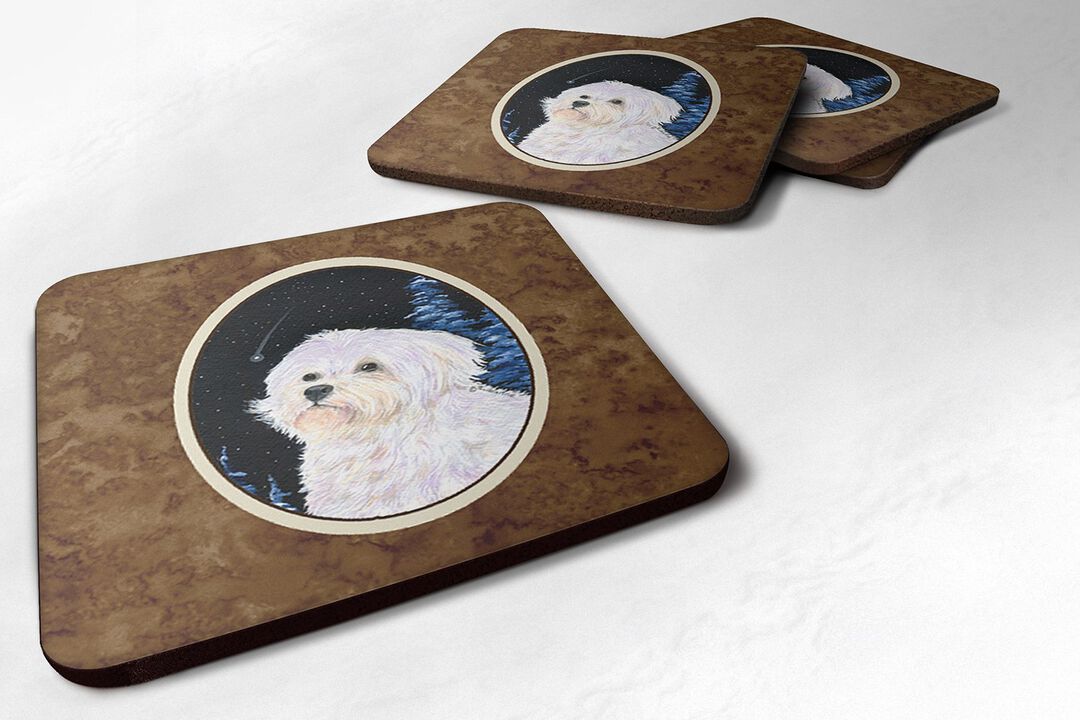 Caroline's Treasures SS8461FC Starry Night Maltese Foam Coasters Set of 4 (Set of 4), 3.5 H x 3.5 W, Multicolor