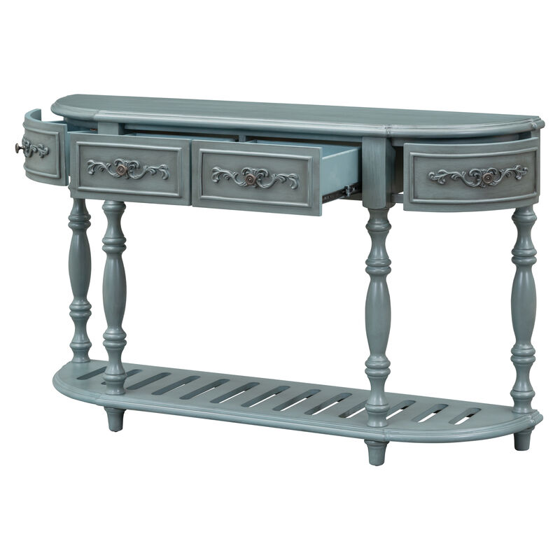 Merax 52''Modern and Contemporary Curved Console Table with 4 Drawers and 1 Shelf